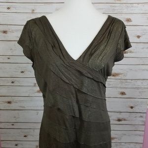 Worthington Women's Brown Layered Glitter Top Cute